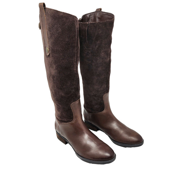 Sam Edelman Shoes - Sam Edelman Riding Boots Women 6M Pembrooke Brown Leather & Suede Full Zip